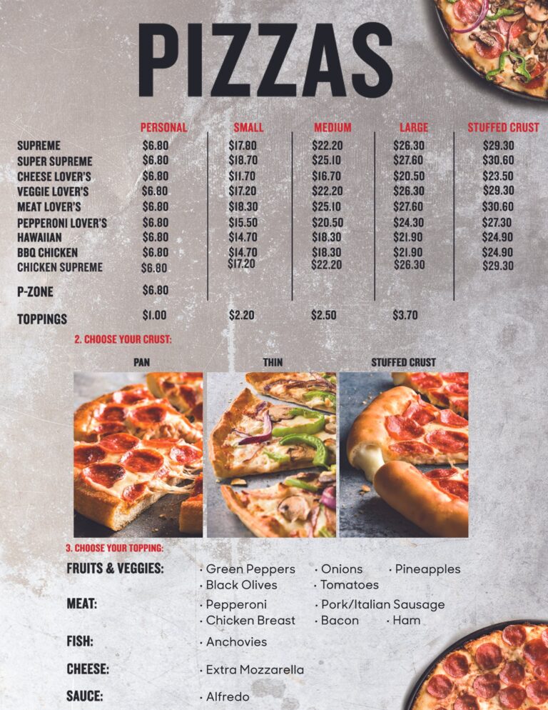 Pizza Hut Full Menu With Prices