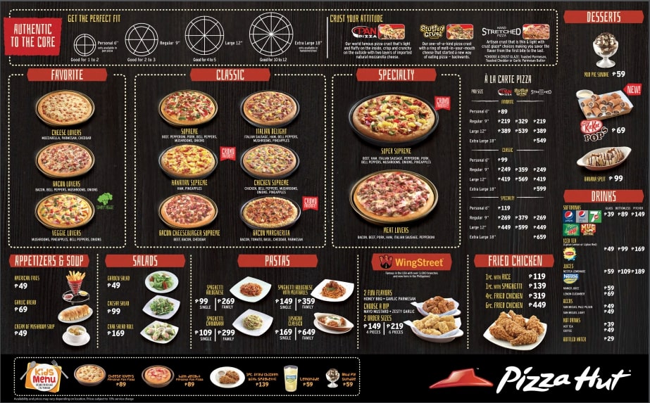 Pizza Hut Menu With Price Philippines